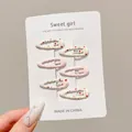Set of six cute pink and patterned plaid BB hair clips for girls hair accessories - Bowknot Style (5#) / 4 Pieces/Pack (Approx 3.2cm) / Pink Plaid