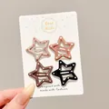 Set of four star-shaped polka dot BB hair clips in mixed colors for girls - Star Style(3#) / 4-Piece Set (Approx 3cm) / Colorful Polka Dots