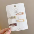 Matte finish colorful BB hair clips set of 4 for girls in earthy tones on display card - Drop Style (Earth Tones) / Four-Piece Set