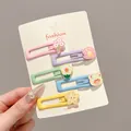 Set of five colorful cute snap hair clips for kids with flower and bear charms - Starfish and Shell Style (4#) / 5 Pieces/Pack (Approx 5cm) / Colorful