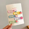Set of five colorful children's hair clips with cute resin fruit and mushroom patterns - Strawberry Cherry Style (3#) / 5 Pieces/Pack (Approx 5cm) / Colorful
