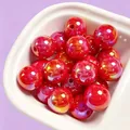 Close-up of 16mm red acrylic beads with a vibrant pearlescent UV plated finish. - 1 Piece/Pack / Red