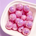 Macro view of 16mm pink UV plated acrylic beads for DIY jewelry making - 1 Piece / Rose Red