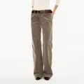 Pantalon rétro en velours côtelé marron café à jambe droite pour femme élégante - S / Bas / Gris