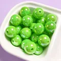 Close-up of 16mm glossy lime green acrylic beads for DIY jewelry making in a white bowl - 1 Piece / Fruit Green