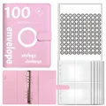 Pink 100 envelope savings challenge binder kit with money tracking card and transparent pockets - Challenge Set / 25 Envelopes & 1 Sheet / Pink