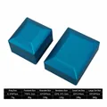 Premium matte blue LED jewelry boxes showing specific ring and pendant size dimensions. - Pendant Box / Necklace Box / Teal