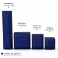 Professional matte blue LED jewelry boxes in various sizes for rings and necklaces - Ring Box / Stud Earring Box / Blue