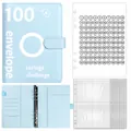 Light blue PU leather 100 envelope challenge binder with savings tracker and inserts - Challenge Set / 25 Envelopes & 1 Sheet / Blue