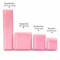 Pink glossy LED jewelry box variant for rings, pendants, or bracelets with size info - Ring Box / Stud Earring Box / Pink