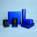 Royal blue LED jewelry box set for rings and necklaces with matte finish - Pendant Box / Necklace Box / Blue