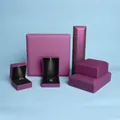 Purple LED jewelry gift boxes for rings and necklaces on light blue background - Ring Box / Stud Earring Box / Purple