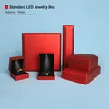 Professional red LED jewelry box display set for rings and necklaces with built-in light - Bangle/Bracelet Box / Red