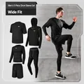 5-delige zwarte sportset voor heren voor fitness hardlopen en training - S / Top And Bottom (Losse Patchwork) / Zwart