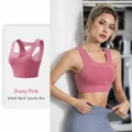 Ademende mesh sportbeha in oudroze voor yoga- en fitnesstraining en hardlopen - 02 Bonenpasta Roze