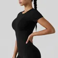 Professionelles enges, schnelltrocknendes Sport-T-Shirt für Damen in Schwarz für Yoga - S / Oberteile / Schwarz