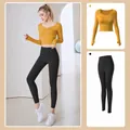 Two-piece athletic yoga suit set in mango yellow and starry black for fitness training - Mango Yellow + Starry Black