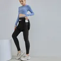 Leggings da yoga 2 in 1 da donna con tasca in rete in nero stellato - Taglia S / Pantaloni e gonne / Nero brillante
