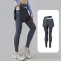 Leggings da yoga 2 in 1 color grigio sale marino con pratica tasca laterale funzionale - Taglia S / Pantaloni e gonne / Grigio Roccia Marina