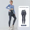 Leggings de yoga 2 en 1 gris sal marina de primera calidad con bolsillo lateral funcional - S / Bottoms / Gris Roca de Mar