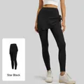 Slimming black drawstring ruffled yoga skirt leggings fake two-piece sports pants for women - S / Bottoms / Starry Black
