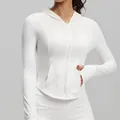 Veste de sport blanche à capuche UPF200+ protection UV pour femmes avec passe-pouces - Blanc Nuage