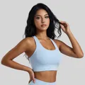 Women's light blue high-elastic yoga sports bra with fixed cups for summer fitness training - S / Tops / Cloud Blue