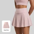 Shell pink pleated tennis skirt with side pockets high waist sports running skort for women - S / Bottoms / Shell Pink