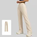 Minimalist off-white high waisted wide leg yoga pants for women fitness workout - S / Bottoms / Water Chestnut White