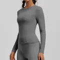 Top da yoga a maniche lunghe slim fit da donna in grigio antracite per il fitness - Taglia S / Top / Grigio Roccia Marina