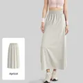 Comfortable loose A-line high-waist athletic skirt pants for women in soft apricot color - S / Bottoms / Apricot