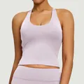 Camiseta de yoga lila de alta elasticidad con sujetador acolchado incorporado - S / Tops / Púrpura