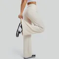 High waist wide leg yoga pants in cream with peach lift effect and back pocket detail - Rhombus White (Petite)