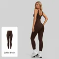 High waisted coffee brown naked feel yoga pants with butt lifting shaping for fitness - S / Bottoms / Coffee