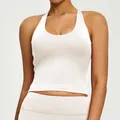 Camiseta de yoga blanca marfil sin mangas con almohadillas fijas y tejido de alta elasticidad - S / Tops / Blanco Marfil Claro