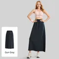 Professional casual A-line high-waisted sports maxi skirt in sleek gun grey finish - S / Bottoms / Gun Grey
