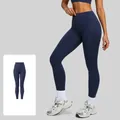 Premium navy blue high-waisted seamless naked-feel yoga leggings for women sports gym - S / Bottoms / Royal Blue
