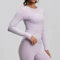 Maglia da yoga a maniche lunghe lilla slim fit per fitness e corsa sportiva intensa - Taglia S / Top / Viola Changrong