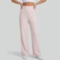 High waisted wide leg yoga pants with back pocket in soft pink for women's workout - Soft Mist Pink (Petite)