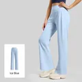 High-waist losse yoga-broek met rechte pijpen in gletsjerblauw, sportieve pasvorm - Gletsjerblauw