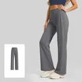 High-waisted straight-leg yoga pants in Sea Rock Grey, breathable athletic wear for women - Sea Rock Grey