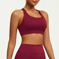 Professional burgundy yoga sports bra with high elasticity and removable pads for fitness - S / Tops / Fruit