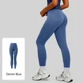 Leggings da yoga a vita alta effetto nuda con design solleva glutei blu denim - Blu Denim