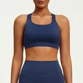 High-elasticity navy blue sports bra with a comfortable cross-back design for yoga - S / Tops / Royal Blue
