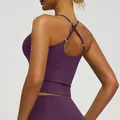 Canotta da yoga viola in nylon double-face con schiena incrociata e alta elasticità per lo sport - Viola Prugna Scuro