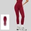 Leggings da yoga a vita alta effetto nudo color bordeaux dragon fruit per fitness - Frutta