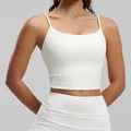 Elegant white strappy yoga tank top with padded shockproof and push-up fitness design - S / Tops / White