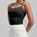 Black yoga camisole featuring fixed straps and shockproof supportive fit for gym - S / Tops / Starry Black