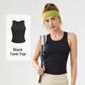 Breathable high-stretch black sports tank top with fixed chest pads for fitness - S / Tops / Starry Black
