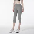 High-waisted sea salt grey yoga capri leggings for women workout and fitness - S / Bottoms / Sea Salt Grey